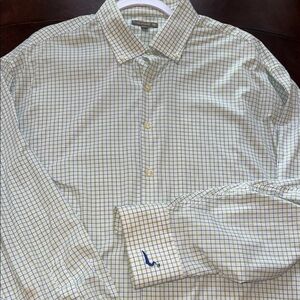 Peter Millar Men's Checkered Shirt - Green and Blue